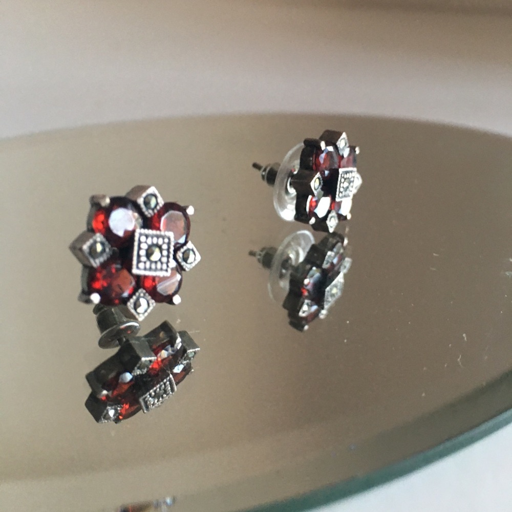 Garnet hemalyka 925 sterling silver earrings⭐️ - Picture 15 of 15